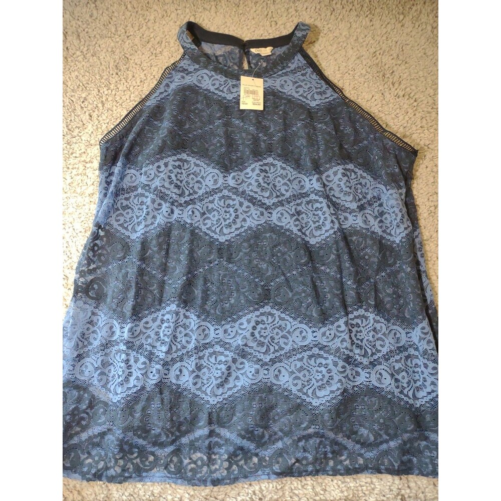 Cato Woman Top Sportswear Plus Size 18/20W Nwt Blue Crochet Shell Sleeveless